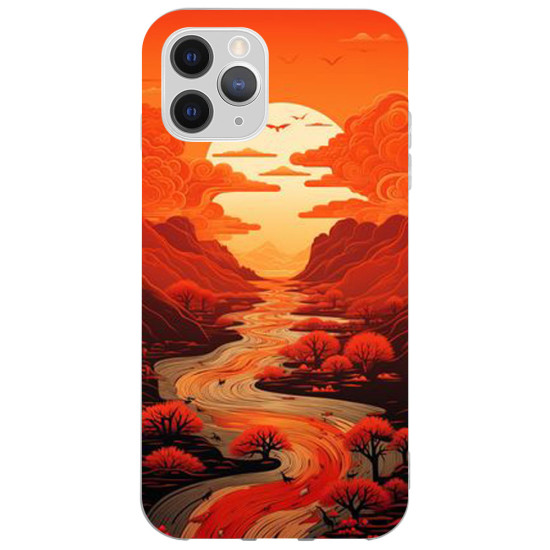iPhone 11 Pro Max Silikon Kılıf Kızıl Canvas
