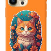 iPhone 14 Silikon Kılıf Turuncu Kedi