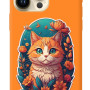 iPhone 16 Silikon Kılıf Turuncu Kedi