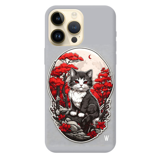 iPhone 13 Silikon Kılıf Gri Kedi