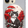 iPhone 13 Pro Silikon Kılıf Gri Kedi