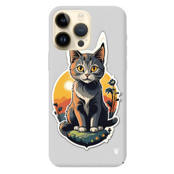 iPhone 11 Pro Max Silikon Kılıf Gri Tablo Kedi