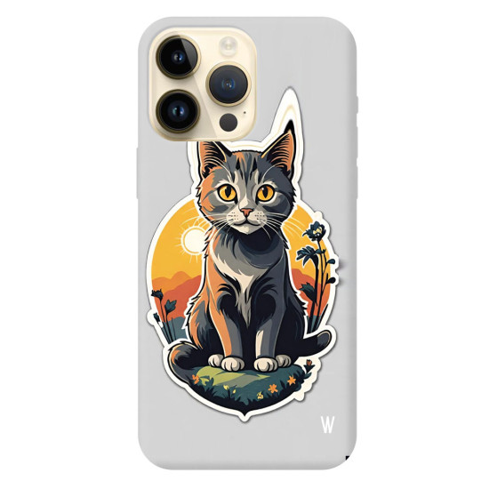 iPhone 11 Pro Max Silikon Kılıf Gri Tablo Kedi iPhone 11 Pro Max Silikon Kılıf Gri Tablo Kedi