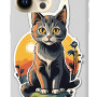 iPhone 12 Pro Silikon Kılıf Gri Tablo Kedi