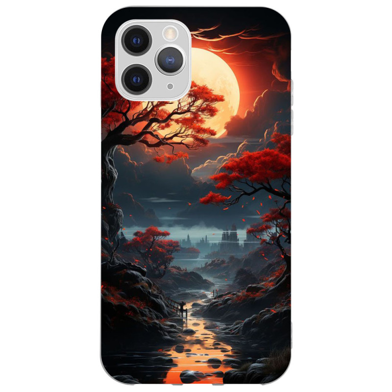 iPhone 16 Pro Silikon Kılıf Kızıl G&uuml;n Batımı