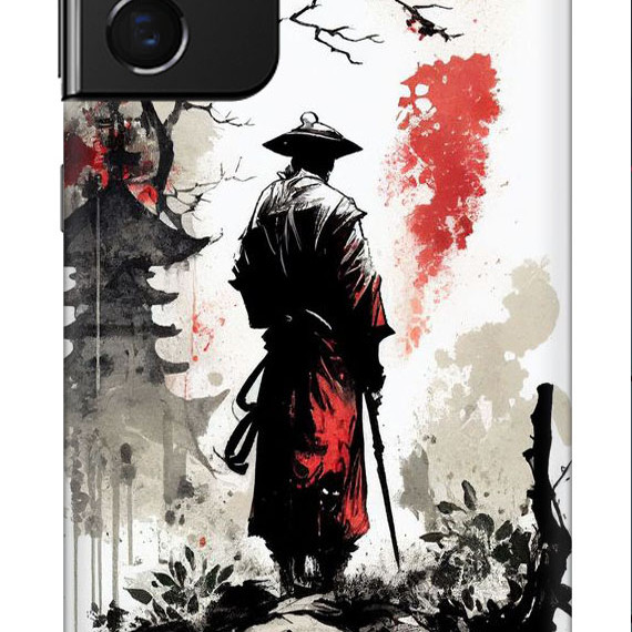 Samsung Galaxy A32 Silikon Kılıf Samurai Siyah Beyaz