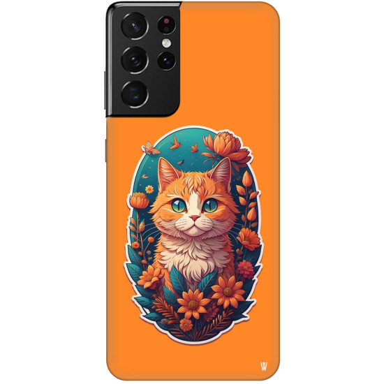 Samsung Galaxy S20 Plus Silikon Kılıf Turuncu Kedi