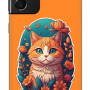 Samsung Galaxy A73 Silikon Kılıf Turuncu Kedi