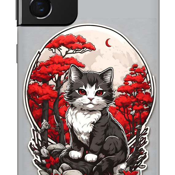 Samsung Galaxy S21 Ultra Silikon Kılıf Gri Kedi
