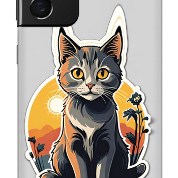 Samsung Galaxy A34 Silikon Kılıf Gri Tablo Kedi