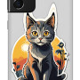 Samsung Galaxy S23 Plus Silikon Kılıf Gri Tablo Kedi