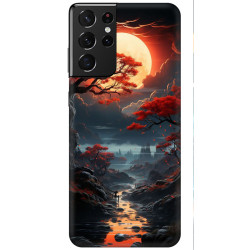Samsung Galaxy A32 Silikon Kılıf Kızıl G&uuml;n Batımı