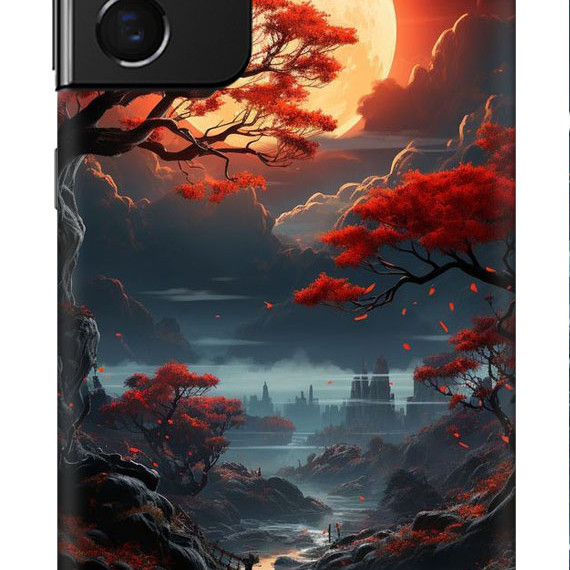 Samsung Galaxy A70 Silikon Kılıf Kızıl G&uuml;n Batımı