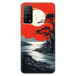 Xiaomi 11 Lite Silikon Kılıf Gri Kırmızı G&uuml;n Batımı