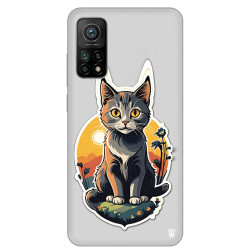 Xiaomi 11 Lite Silikon Kılıf Gri Tablo Kedi
