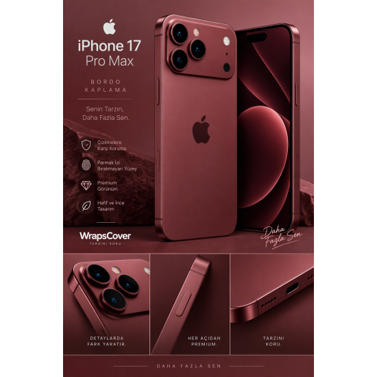 iPhone 17 Pro Max Kaplama Bordo