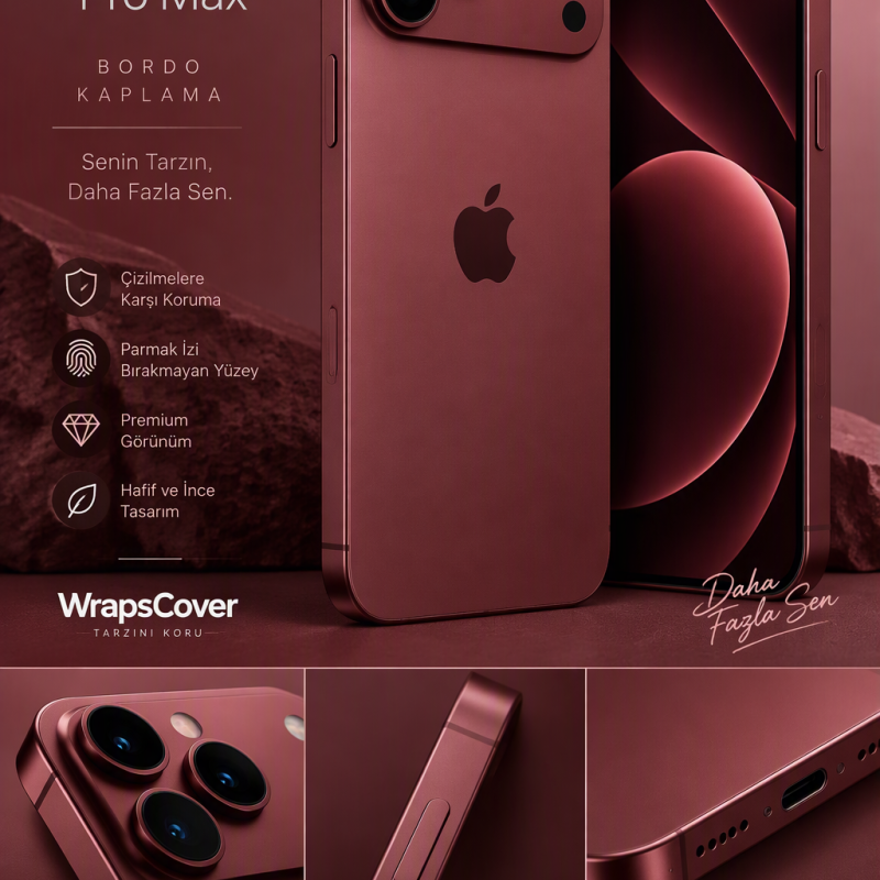 iPhone 16 Pro Max Kaplama Bordo