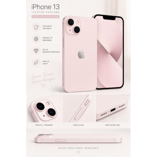 iPhone 13 Kaplama Pudra Pembe